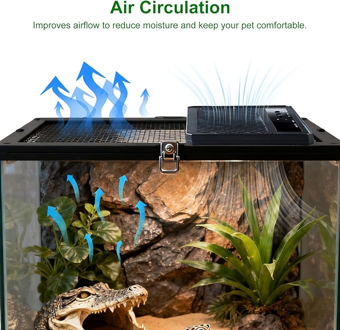 Reptile Dual-Head Temperature & Humidity Fan – Quiet Automatic Climate Control with Digital Display for Terrariums, Reptiles & Amphibians - Image 8
