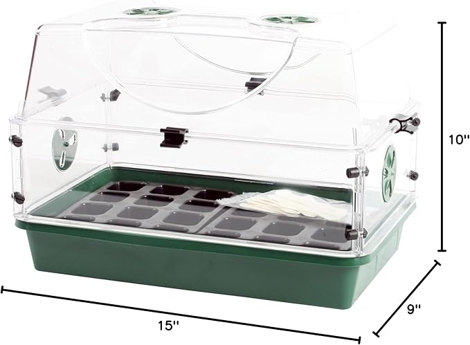 EarlyGrow Domed Propagator with 1 Height Extender, Seedling Trays, and Locking Clip Set, Green, Medium (97008) - Image 10