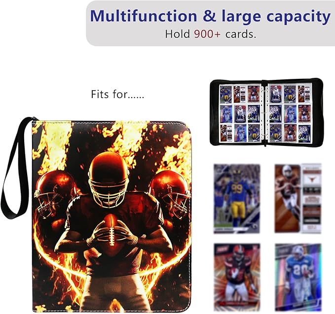 Football Card Binder, 2025 Sports Trading Card with Sleeves Holder Album, 900 Pockets Rugby Card Holder Sheets Display Storage Protectors for Collectors Boys and Girls Gift - Image 3