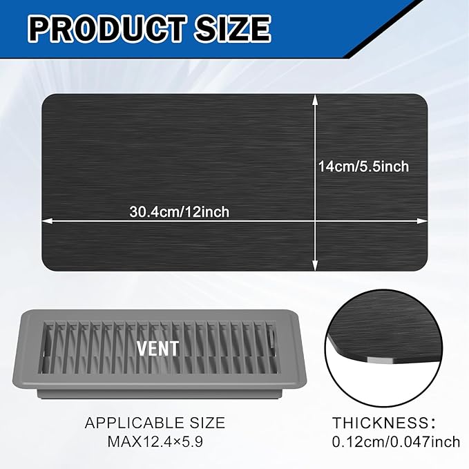 2 Pack High Strength Magnetic Vent Covers 5.5" x 12" Metallic Stronger Magnet Air Vent Cover Universal Vent Covers for Home Floor, Ceiling, Wall Registers, HVAC, AC, RV, and Heater Vents Black - Image 5