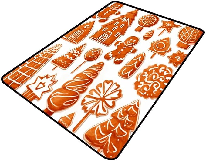 Broadloom, Cartoon Christmas Decor, Printing Patterns, Moisture Barrier Area Rugs, Fade Resistant, Flame Resistant, Quick Dry, Stain Resistant, Waterproof Floor Carpet for Living Room, 78 x 96 Inch by Snarena