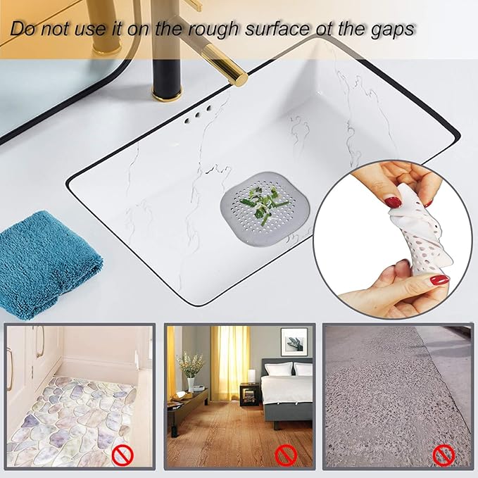 Hair Drain Catcher,Square Drain Cover for Shower Silicone Hair Stopper with Suction Cup,Easy to Install Suit for Bathroom,Bathtub,Kitchen 4 Pack (Aluminium Grey) - Image 3