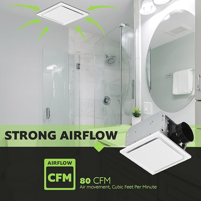 Homewerks 7140-80 Bathroom Fan Ceiling Mount Exhaust Ventilation, 1.5 Sones, 80 CFM, White - Image 5