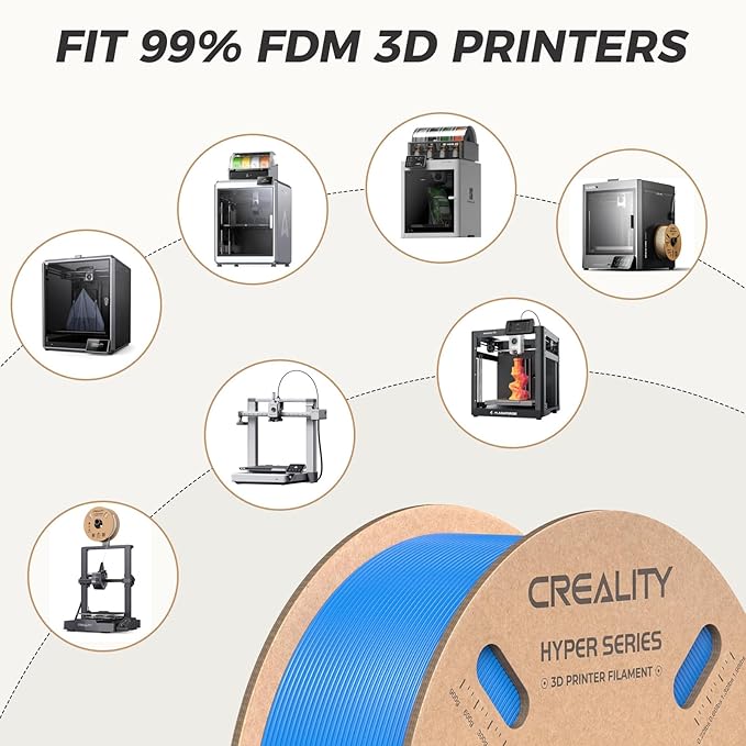 Official Creality Hyper PLA Filament 1.75mm, High Speed PLA 30-600mm/s 3D Printer Filament, Dimensional Accuracy +/-0.02mm, Fit Most FDM 3D Printers，1KG(2.2lbs) Spool Blue - Image 8