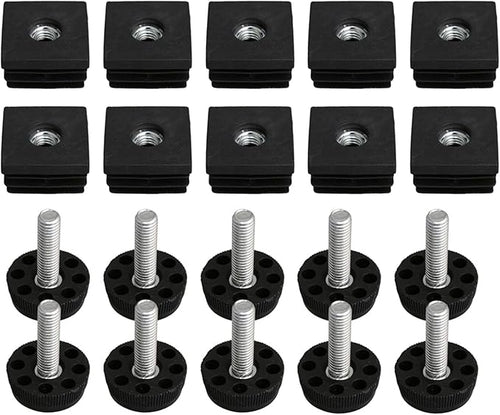 10pcs Adjustable Wheels Furniture Leg Thread Square Tube Insert End Cap Black by Unknown