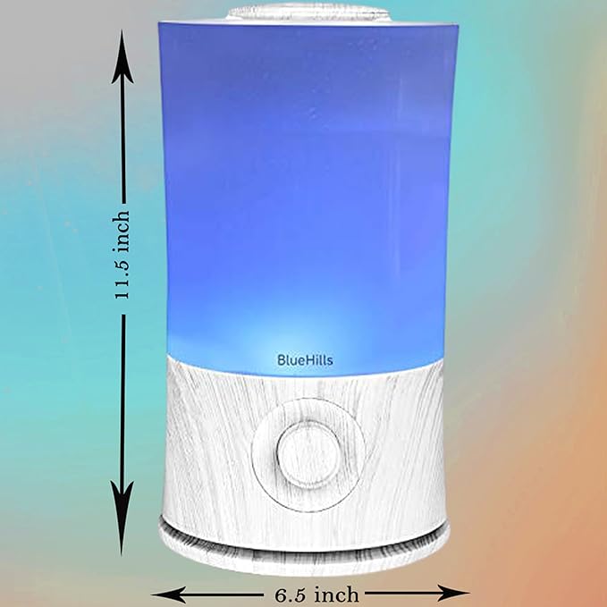 BlueHills Premium 2000 ML XL Large Essential Oil Diffuser Aromatherapy Humidifier for Large Room Home 40 Hour Run Huge Coverage Area Lights 2 Liter Extra Large Capacity Diffuser White Wood Grain E004 - Image 3