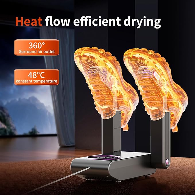 Shoe dryer, retractable shoe drying device with timer, effectively removes moisture, prevents odors, and keeps shoes and gloves dry and fresh. - Image 6