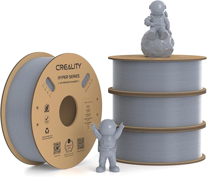 Creality Hyper PLA Filament 1.75mm, 30-600mm/s High Speed 3D Printer Filament, Dimensional Accuracy +/-0.02mm, Fit Most FDM 3D Printers, 4 Pack 1kg Spool(2.2lbs), Grey by Creality