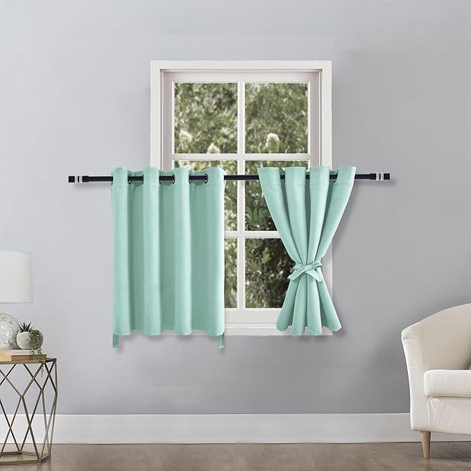 Hiasan RV Blackout Curtains for Bedroom, 52 x 30 Inches Long - Thermal Insulated & Energy Saving Window Curtains for Living Room, 2 Drape Panels Sewn with Tiebacks, Aqua - Image 7