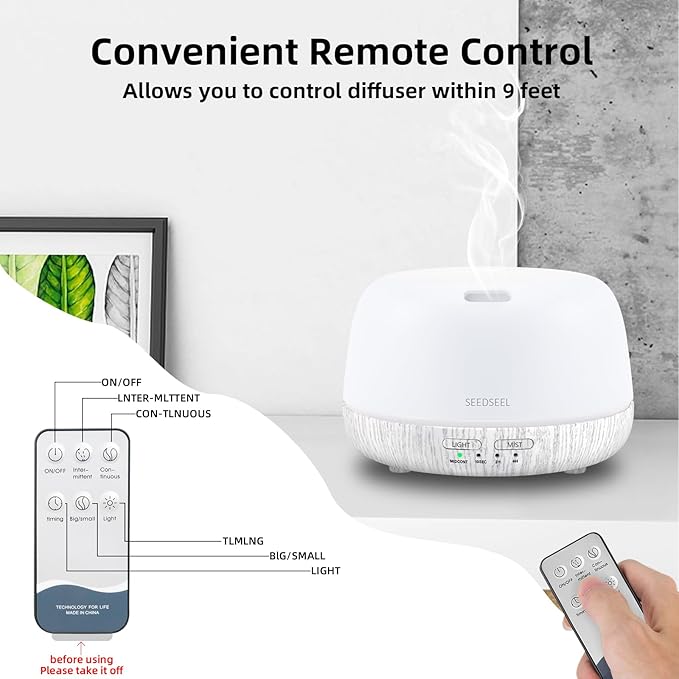 300ML Essential Oil Diffuser with Remote Control, Aromatherapy Diffuser with 7-Color Changing LED Light for Bedroom, Home - Image 7