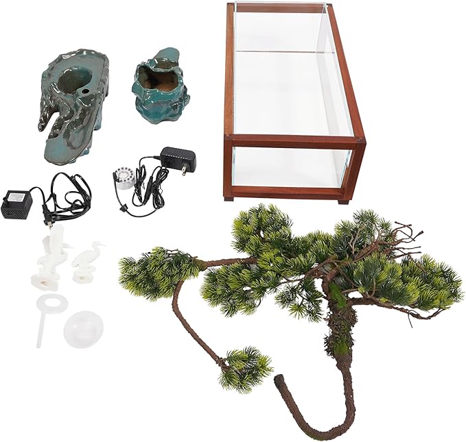 Tabletop Water Fountains Decoration, Indoor Water Fountain, Chinese Zen Style Fish Tank, Water Dispenser Humidifier, Indoor Waterfall+Mistwith Mist LED, for Meditation, Good Luck & Wealth, Bedrooms - Image 3