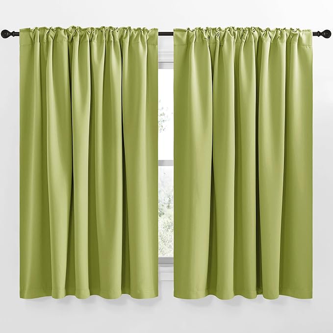 NICETOWN Blackout Curtain Panels Window Draperies - (Fresh Green Color) 62x63 inch, 2 Pieces, Insulating Room Darkening Blackout Drapes for Doorway Shower Bathroom Laundry Room Bifold Door - Image 2
