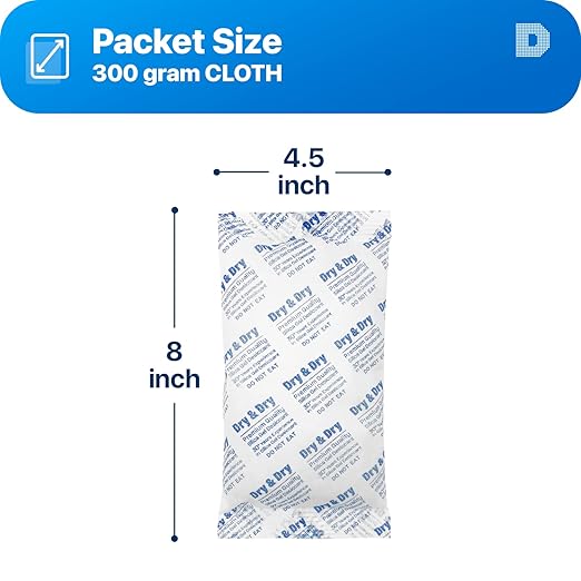 Dry & Dry 300 Gram [5 Packets] Silica Gel Packets Desiccants, Silica Packets - Rechargeable Silica Gel Packs, Desiccants Packets, Silica Gel - Image 6