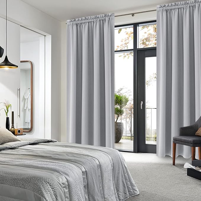 DWCN Silver Grey Blackout Curtains for Bedroom, Thermal Insulated Energy Saving Room Darkening Curtains for Living Room (W60 x L84 inch, Set of 2 Panels, Top of Rod Pocket) - Image 2
