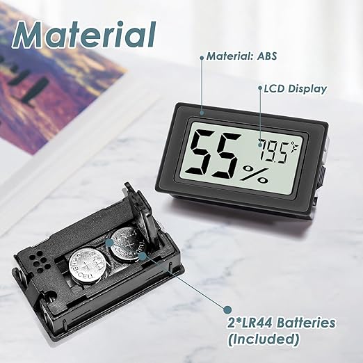12-Pack Mini Hygrometer Indoor Humidity Meter, Highly Accurate Digital Thermometer Humidity Gauge Meter, Indoor Thermometer Hygrometer Monitor Fahrenheit (℉) for Humidors - Image 3