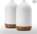 200ML Ceramic Essential Oil Diffuser (Set of 2) - Ultrasonic Aromatherapy & Humidifier with 7-Color LED Lights, Auto Shut-Off, Wood Grain Base, 1H/3H/6H Timer | Scent for Home, Office, Yoga by Gooamp