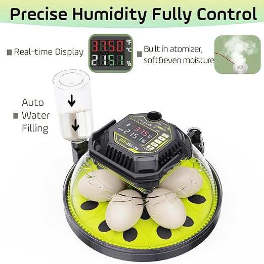 Egg Incubator with Automatic Egg Turning and Humidity Control,Built in Atomizer, Auto Egg Turner, Auto Stop Flip,18egg,Egg Candler, Hatching Small Quail Chicken Duck Goose at Home Backyard - Image 4
