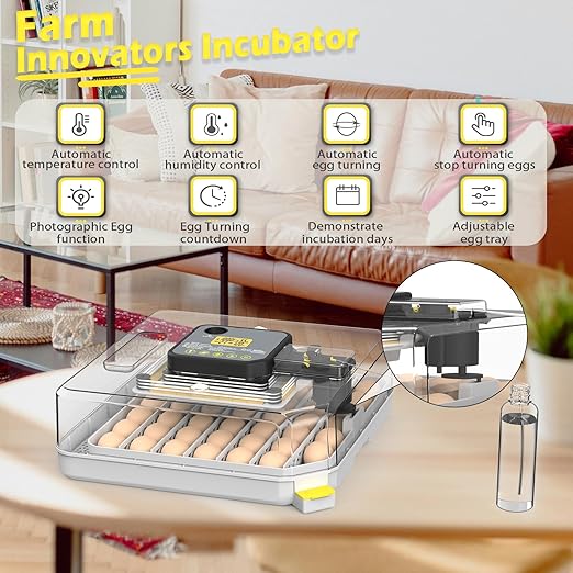 Incubators for Hatching Eggs 48 Egg Incubator with Automatic Turning and Humidity Control for Chicken Duck, Egg Candler for Chicken Eggs Goose Incubator Duck Quail Chick for Hatching Poultry (Grey) - Image 3