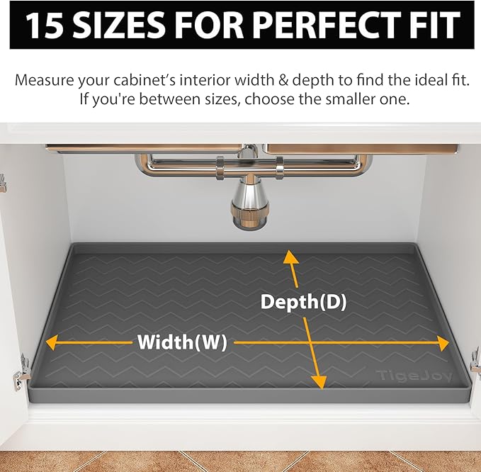 TigeJoy 25" x 19" Under Sink Mats for Kitchen Waterproof, Leak-Proof Silicone Mat Sink Protector and Cabinet Liner, Kitchen Essentials Organizer and Storage, Boot or Shoe Tray, Pet Feeding Mat - Image 7