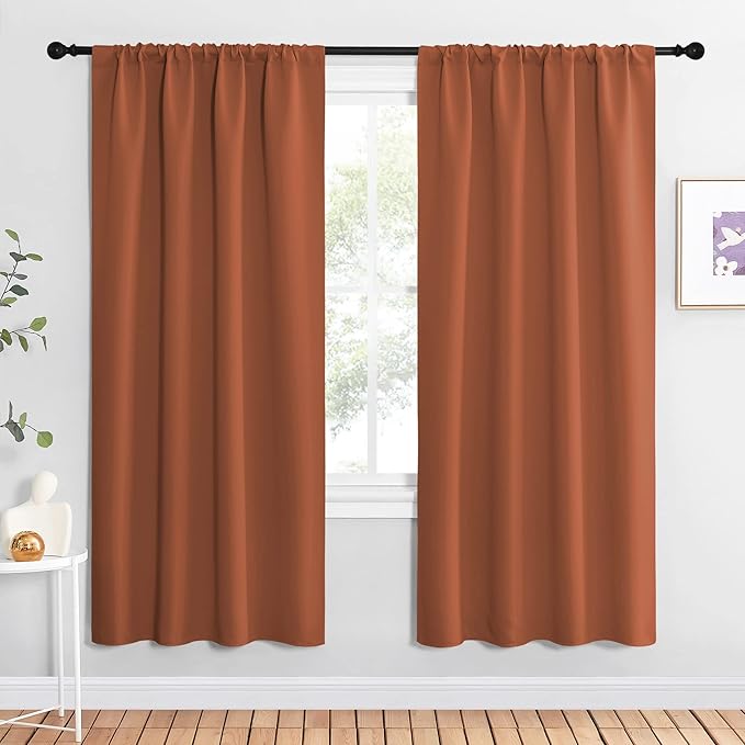 NICETOWN Blackout Curtains and Drapes - Thermal Insulated Solid Rod Pocket Blackout Draperies/Panels (Burnt Orange, 1 Pair, 42 by 72 inches) by NICETOWN