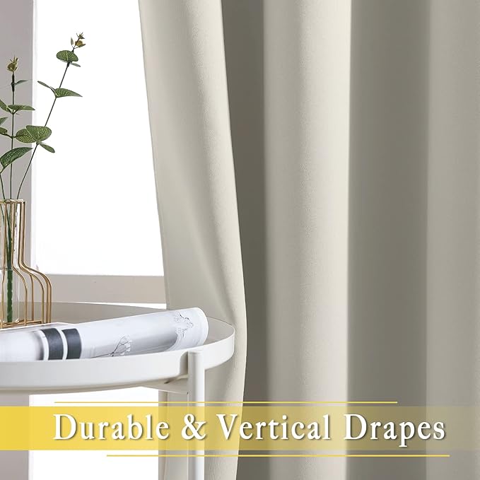 NICETOWN Blackout Sliding Glass Door Curtains, Room Darkening Thermal Insulated Curtains for Living Room Bedroom, Extra Wide Window Drapes, 1 Panel, W80 x L118, Natural - Image 6