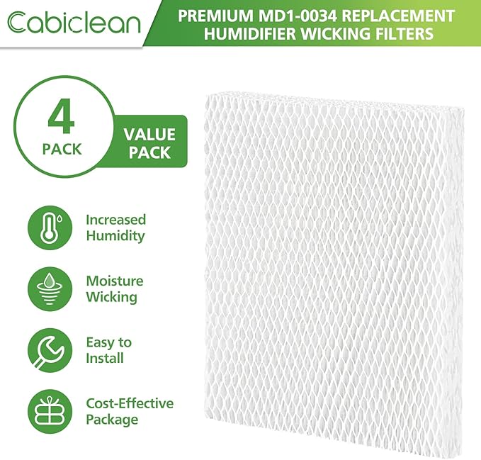 Cabiclean 4-Pack Humidifier Wicks Filter Replacement for Vornado MD1-0034 | Compatible with Evap40, Evap2, EV100, EV200, EVDC300, EVDC500 Evaporative Humidifier Models - Image 5
