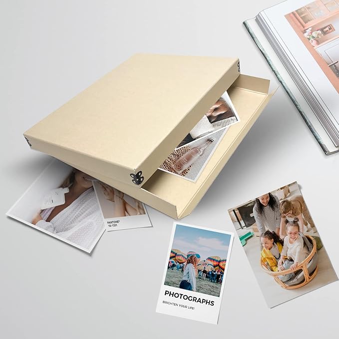 Lineco Museum Archival Storage Box, 11.75x15.25x1.5 in. Drop Front Design. Acid-Free with Metal Edge. Organize Photos, Pictures, Prints, Documents, Crafts, DIY. Tan, 2 Pack - Image 8