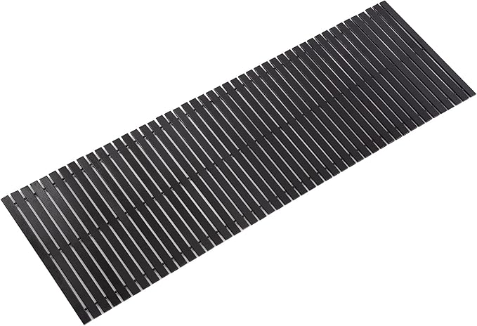 Bath Mat Bathroom Runner Long Large Rugs Floor Wood Shower Bathtub Waterproof Non Slip Accessories 16x48 Inch Easy to Clean, Black, 1 pc by Fovlaurs
