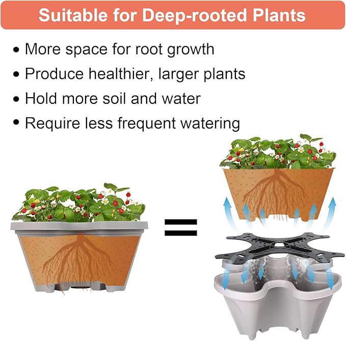 GameXcel Vertical Planter 7 Tier Stackable Planters Garden Planters Strawberry Herb Flower and Vegetable Planter Indoor Outdoor Gardening Pots with Removable Wheels and Tools - Image 6