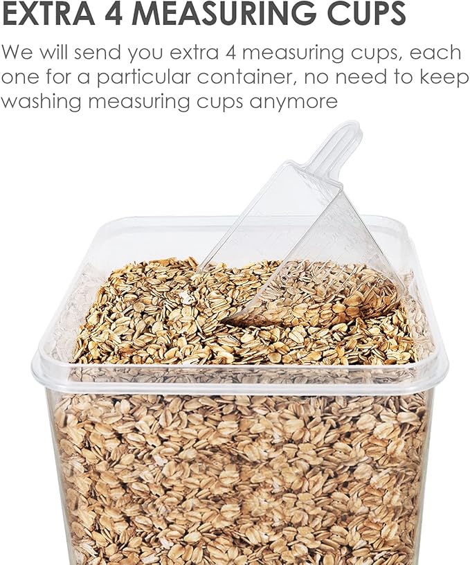 Vtopmart Extra Large Tall Airtight Food Storage Containers, 4 Pieces 5.9qt/6.5L Plastic PBA Free Kitchen Pantry Canister for Spaghetti, Flour and Baking Supplies, with 24 Labels, Black - Image 5