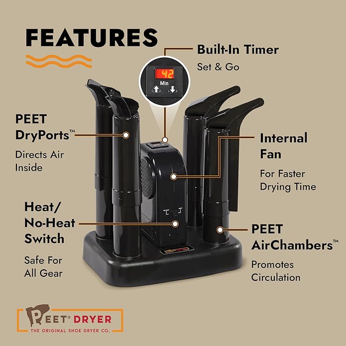 PEET, Advantage Plus 4-Shoe Electric Shoe and Boot Dryer with Fan & Heat Settings, Made in the USA - Image 5