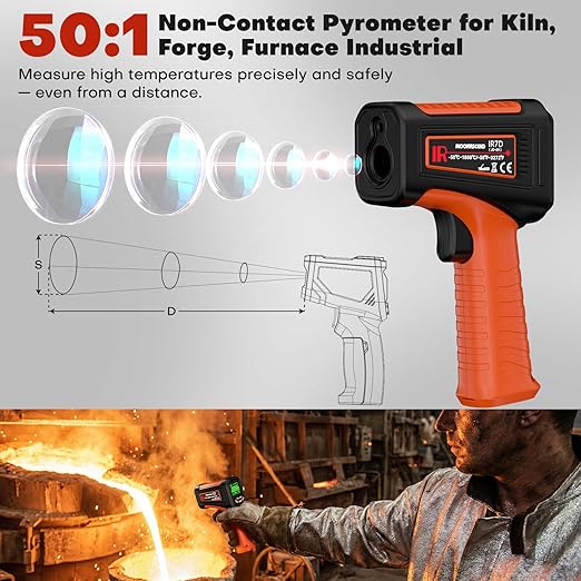 50:1 Infrared Thermometer Laser Temperature Gun -58℉~3272℉, Meat Food Pizza Oven Grill Thermometer for Griddle Accessories, Heat Gun for Cooking, HVAC, Engine Surface Temp Reader - Image 4