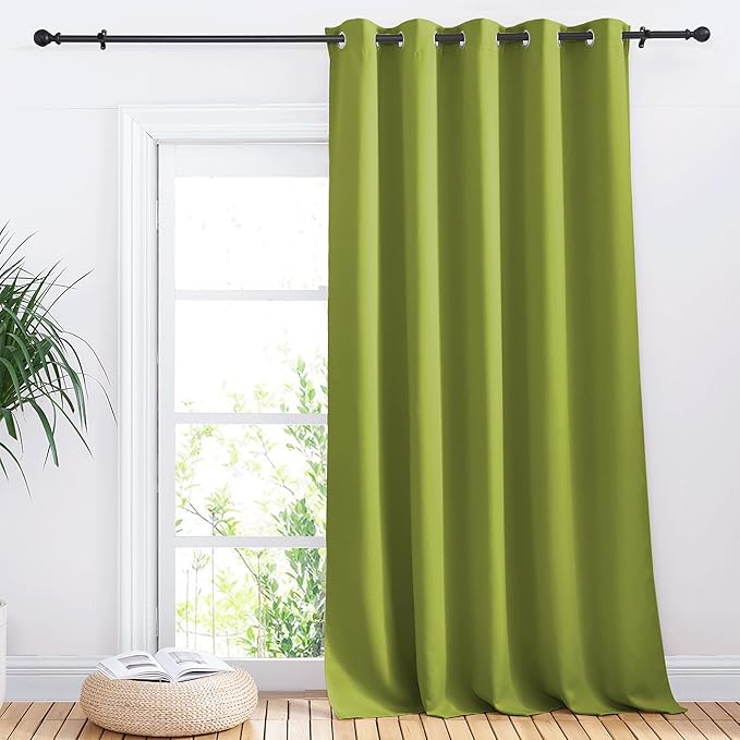 NICETOWN Sliding Door Curtains, Wide Thermal Blackout Patio Door Curtain Panel, Fresh Green, W70 x L95, Sliding Door Drapes/Draperies with Grommet Top by NICETOWN