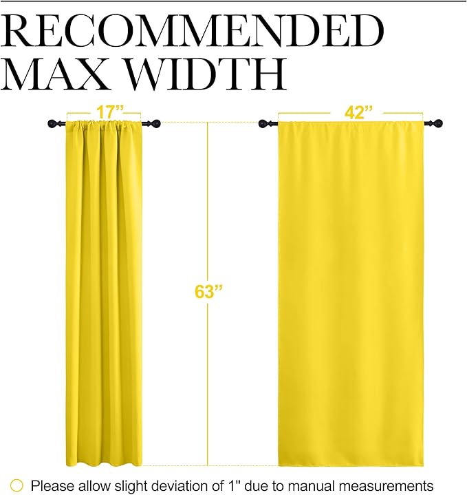 NICETOWN Bright Yellow Blackout Curtains 63 inches Long for Living Room, Darkening Window Curtain Panels, Easy-Care Solid Thermal Insulated Draperies/Drapes for Daughter Room - Image 5