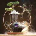 17In Water Fountains Indoor Tabletop Water Fall Humidifier W/LED Light & Atomizer Mist, Zen Decor Meditation Japanese Decor Fake Plants Feng Shui Decor Festival Birthday Gift Good Luck Wealth by kunghei