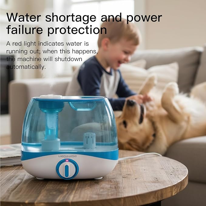 MegaWise Humidifiers for Bedroom Home, 5.0L Cool Mist Humidifier for Home Plant and Baby Nursery, Quiet Ultrasonic Humidifier with 360° Nozzle, Auto Shut-Off, Blue - Image 2