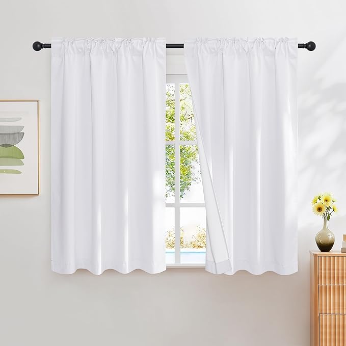 NICETOWN 100% Blackout Window Curtains for Camper - (Snow White Color) 42x40 Inch, 2 Panels Set, Thermal Insulated Blackout Drapes/Draperies with Rod Pocket & Back Tab for Loft - Image 2