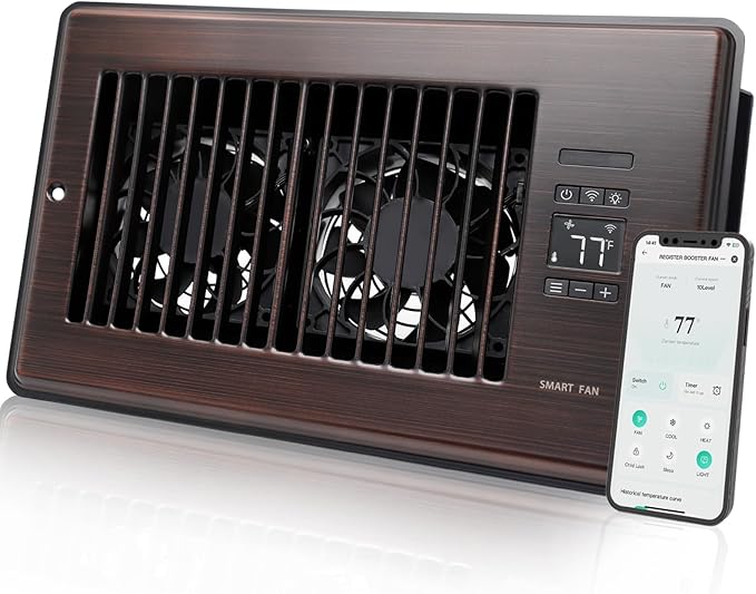 Super Quiet Register Booster Fan for 6" x 10" Register Holes, Smart Register Vent with Dual Intelligent Thermostat and WIFI App Control, Heating Cooling AC Vent Fan (ORB) by Howeall