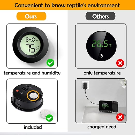 Reptile Tank Accessories, 2 PCS Reptile Thermometer and Humidity Gauge for Bearded Dragon, Jumping Spider, Leopard Gecko, Hermit Crab, Gecko, Ball Python, Lizard - Image 5