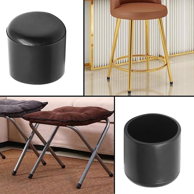 40 Pcs Round Rubber Furniture Leg Caps, 3/4"(19mm) Vinyl Flexible Chair Leg Floor Protectors/Covers Plastic End Caps for Patio/Indoor Furniture Leg Caps Railing (Black) - Image 5