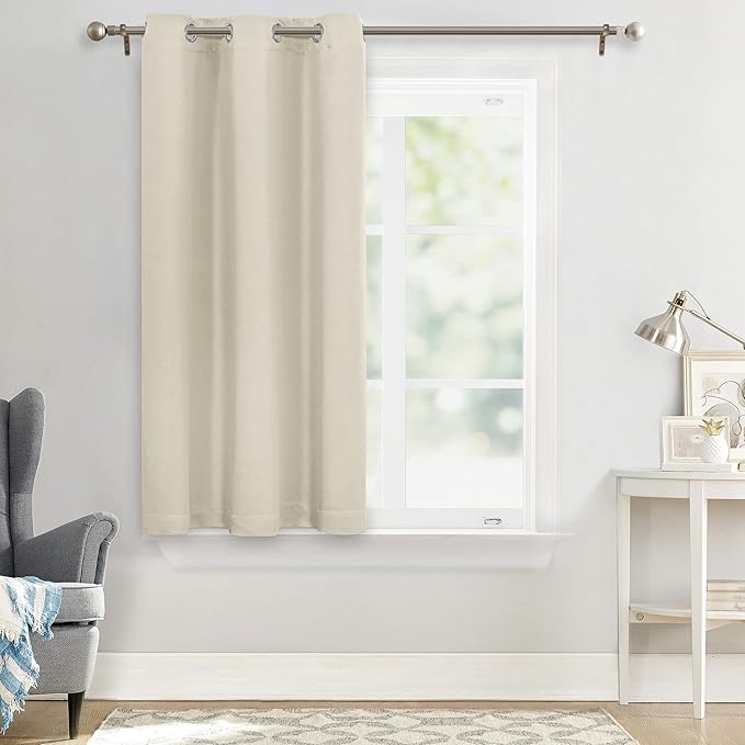 MYSKY HOME Beige Curtains for Kids Room 45 Inch Blackout Curtains for Boys Bedroom, Grommet Room Darkening Curtain, Amazing Triple Weave Thermal Insulated Curtain, 1 Panel, 42 x 45 Inch, Beige - Image 7