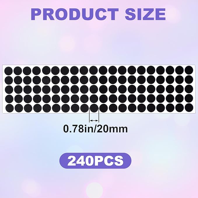 240 Pcs Small Felt Furniture Pads, Self-Adhesive EVA Foam Dot Circles, Round Felt Furniture Stickers for Desks Drawers Vases Photo Frames Cabinets Doors-Black (0.78'') - Image 2