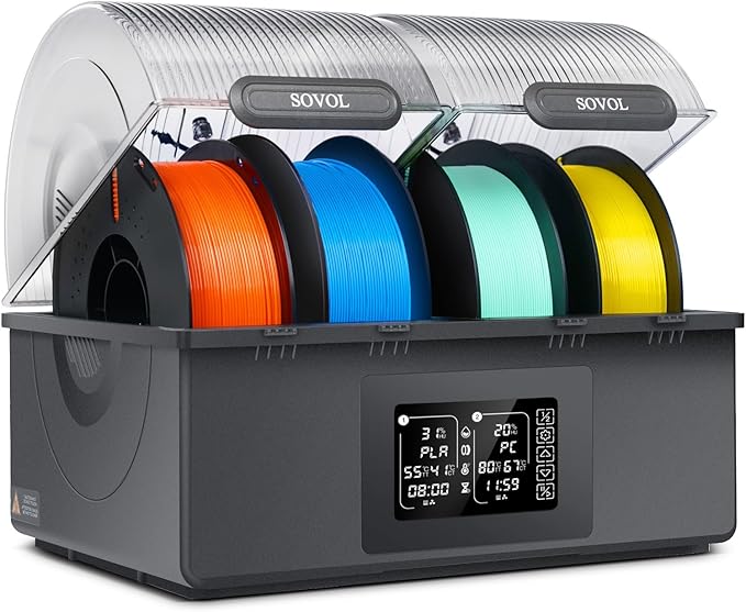 Sovol Filament Dryer 4 Spools, SH03 Dry Box with 85℃ Max Temp, Sealed Filament Storage Box with Auto Dehumiditification, Dual Independent Heating Chambers for PLA PETG ABS TPU ASA PC PA 1.75/2.85mm by Sovol