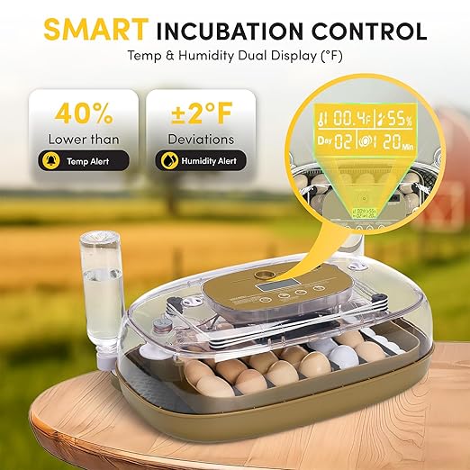 HIRALIY Incubator for Hatching Eggs, 48 Quail Capacity, Chicken & Quail Egg Incubator with Automatic Egg Turning and Humidity Control, 360° Viewing for Home, Farm, Classroom - Image 4
