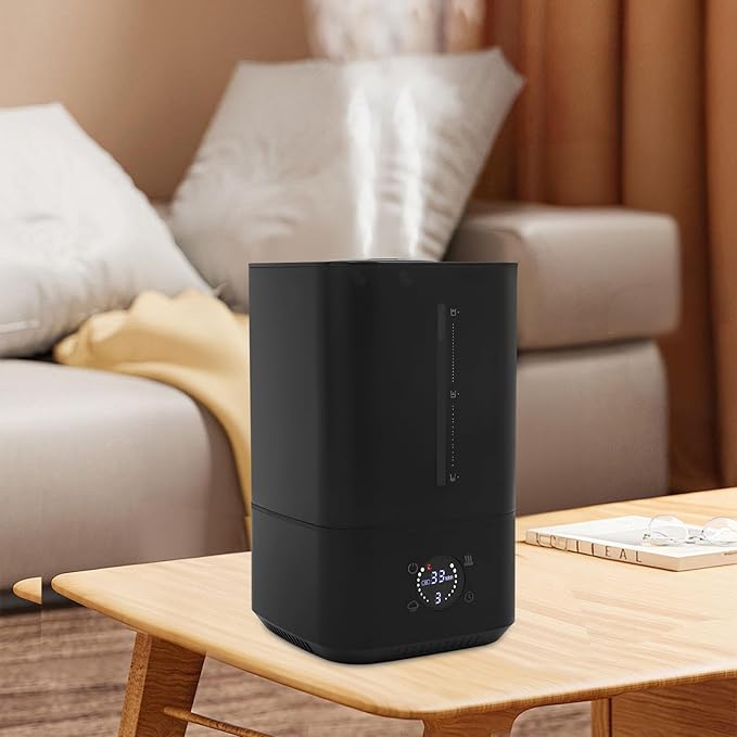Humidifiers for Bedroom 6L Large Room, Cool & Warm Mist Ultrasonic Humidifier with Filter & Water Level Window, 280ml/h, 360° Nozzle, 20-40dB, Humidity Control 45%-90%, for Baby/Nursery/Office, Black - Image 8