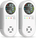 Carbon Monoxide Detectors and Natural Gas Detector, 4-in-1 Carbon Monoxide Detectors Plug in, Gas Leak Detector with Dual Alarms, Temperature & Humidity Sensor for Home, RV, White, 2 Pack by VilfeLLC