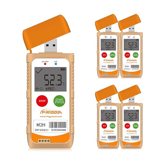 Frigga M2H 5pcs Reusable Temperature Humidity Data Logger USB Digital Temperature Recorder Multi-Use 28800 Points High Accuracy PDF CSV Report by Frigga