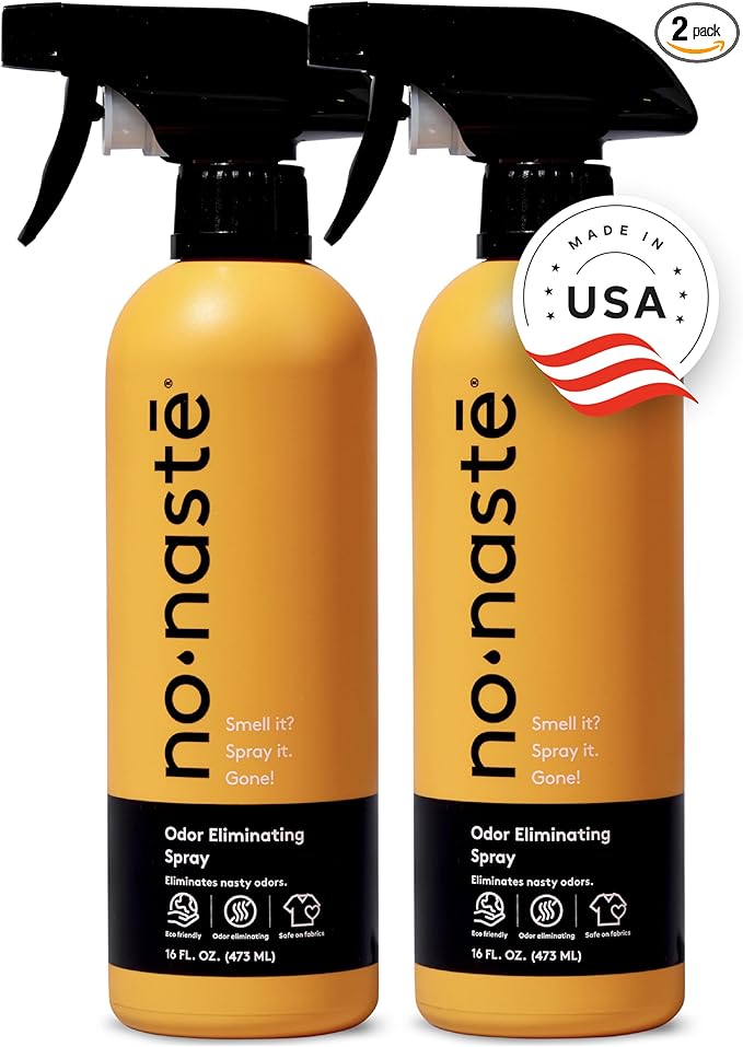 Nonaste Odor Eliminating Spray for Shoes, Gym Bags, Sports Gear & Yoga (16 Oz, Pack of 2) | Long-Lasting Fabric Refresher with Enzymes | Shoe Deodorizer & Gym Bag Deodorizer, Fabric-Safe by Nonaste