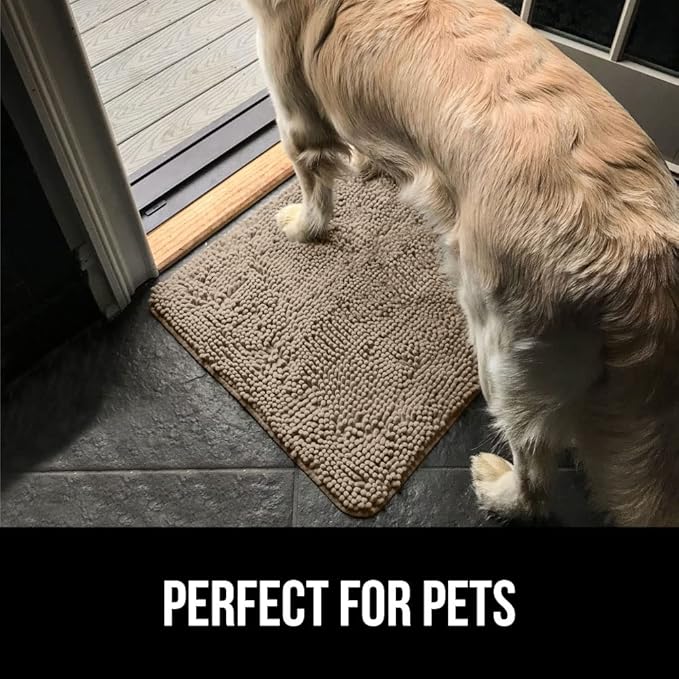 GORILLA GRIP SOAKSTOPPER Dog Door Mat, 48x30 Machine Washable Rug Absorbent Doormat Captures Moisture Mud Dirt, Quick Dry Soft Chenille Entryway Rugs Indoor Entrance Mats for Dog Paws, Cappuccino - Image 7