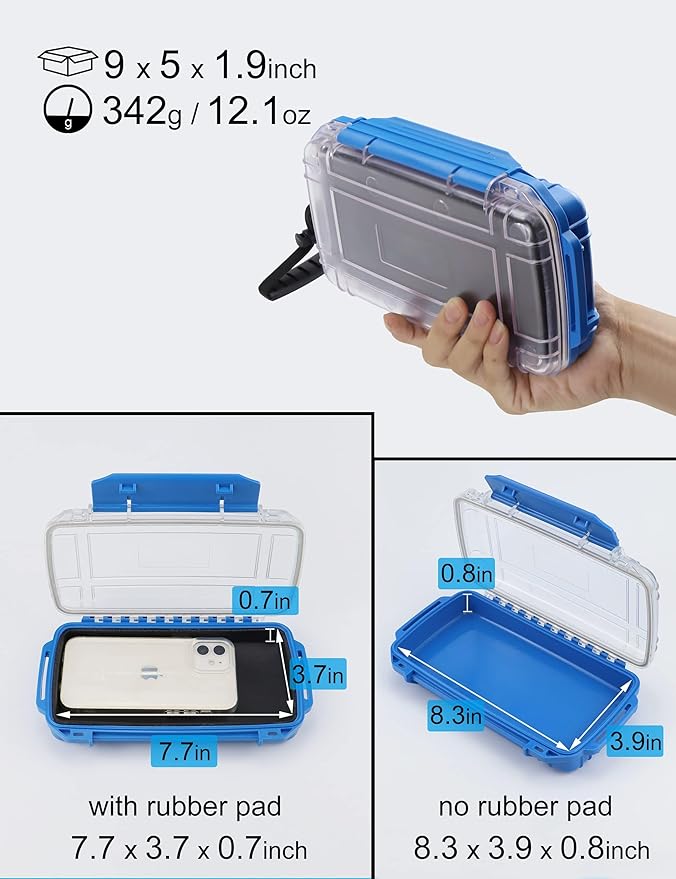 Hlotmeky Dry Box for Kayaking, Boat - Waterproof Phone Case, Small Watertight Storage Box, Diving Dry Case (Blue) - Image 2